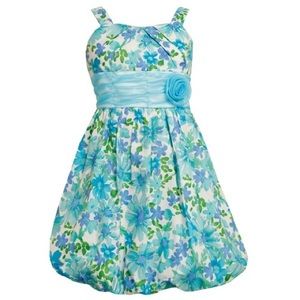 SOLD Blue Green Floral Bubble Dress